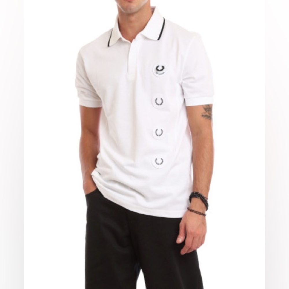 Raf Simmons x Fred Perry white polo shirt